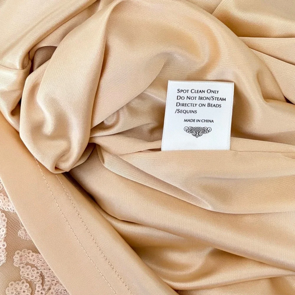 SUE WONG Nocturne Champagne Sequin Sleeveless Party Cocktail Sheath Dress Size 4 - Picture 14 of 15